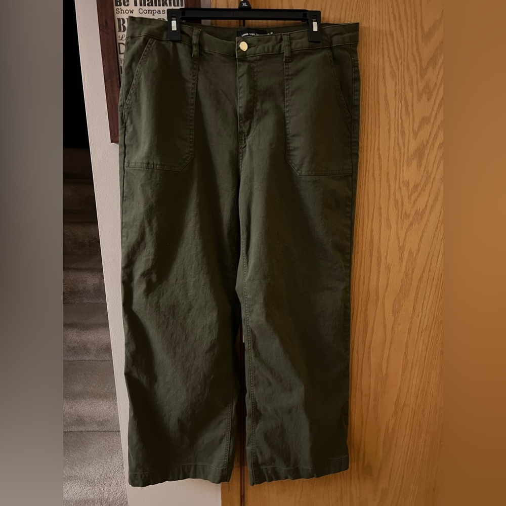 LONG TALL SALLY , wide leg cargo pants, size 16 color olive green.
